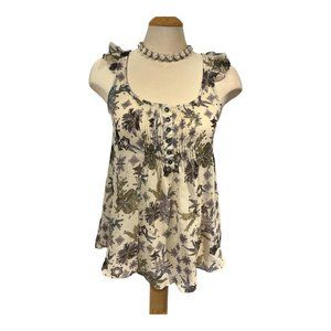 Willow & Clay Floral Tank Top - Cream and Purple